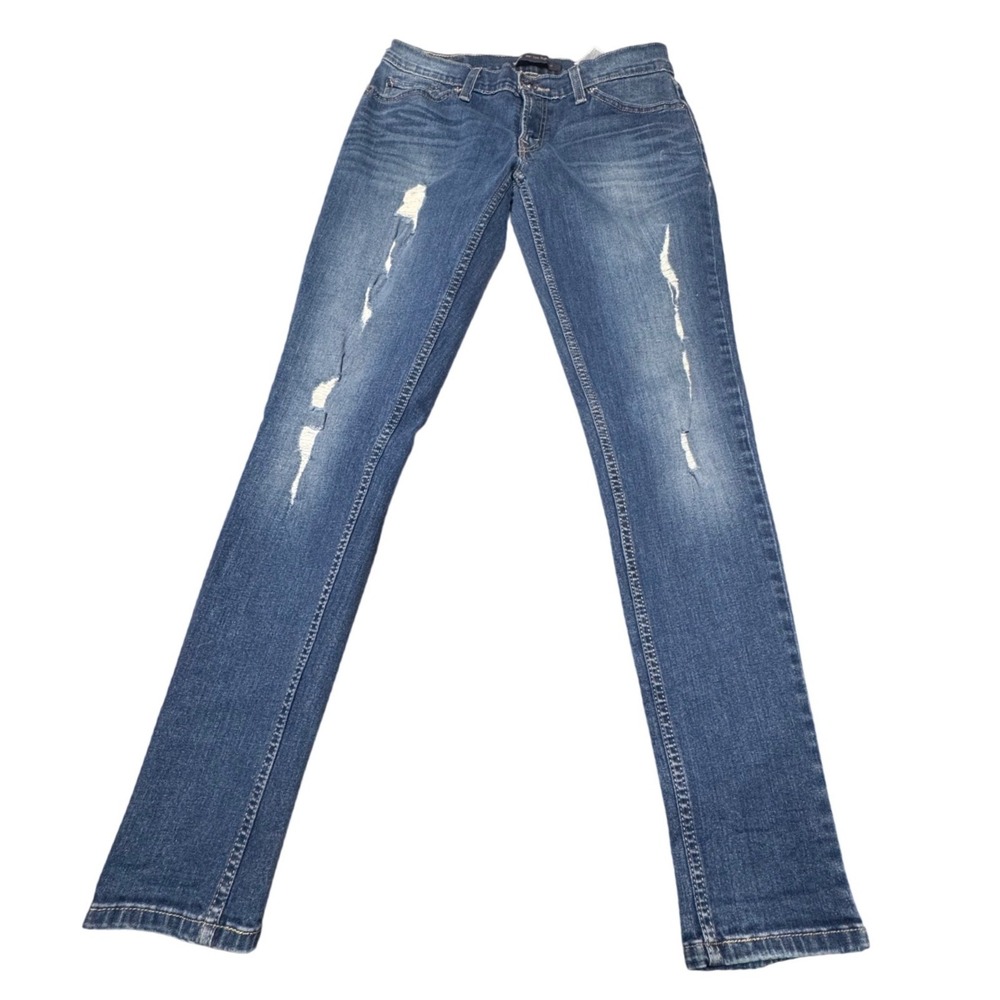 Levi's 524 Too Superlow Jeans Womens 5M Distressed Low Rise Medium Wash Denim